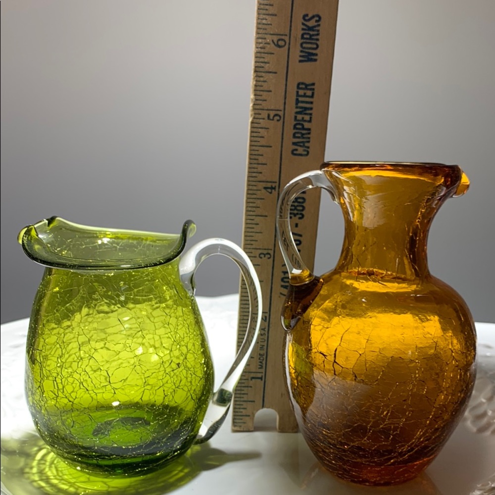 Crackle Glass Olive and Orange MINI Accent Decor VINTAGE - Picture 3 of 8